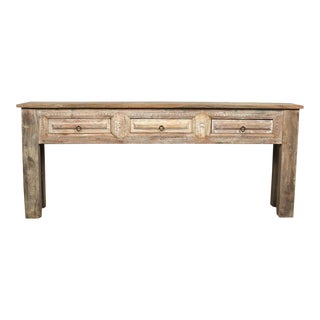 Reclaimed Teakwood 3-Drawer Console Table For Sale