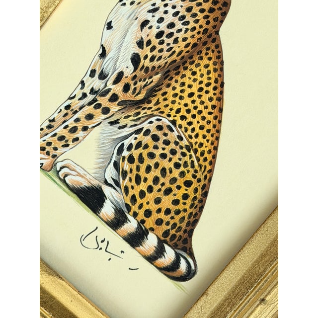 Original Hand-Painted Leopard Painting in a Gilded Frame For Sale - Image 4 of 5