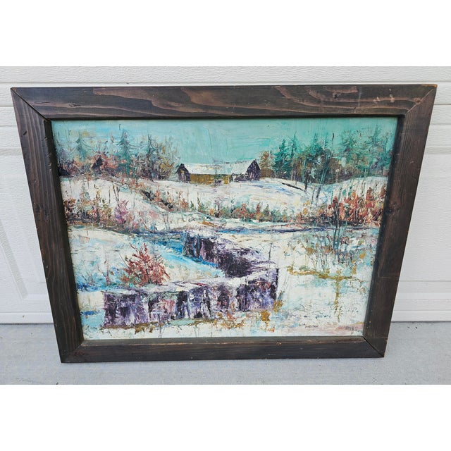 Vintage 1970s Impressionist Impasto Winter Landscape Oil Painting Ed Forestier For Sale In San Diego - Image 6 of 12