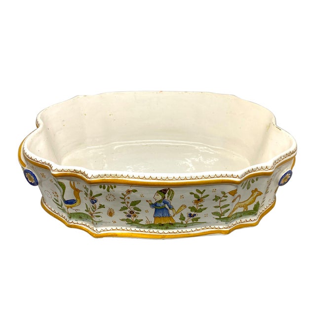 Figurative French 19th Century Vintage Faience Pottery Jardinaire For Sale - Image 3 of 9