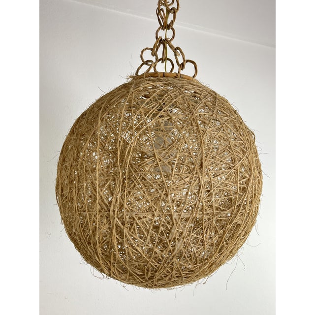 Mid-Century Italian Twine and Rattan Pendant Light, 1960s For Sale - Image 9 of 12