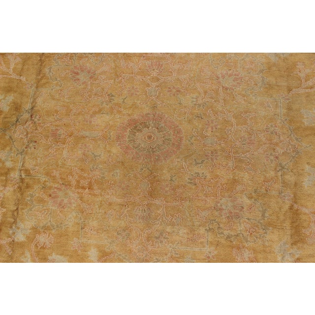 Stunning Antique Fine Burlu Oushak Rug in Gold and Neutral Tones For Sale - Image 9 of 10