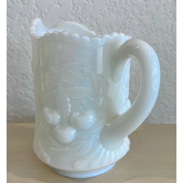 Mid 20th-Century Wreathed Cherry Milk Glass Creamer by l.g. Wright Glass For Sale - Image 4 of 13