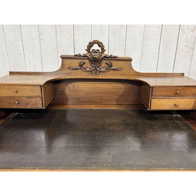 Antique Louis XVI Style Desk in Walnut with Leather Top, 1800s For Sale - Image 3 of 18