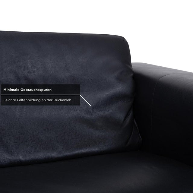 Model 6800 Three-Seater Leather Sofa in Black with Manual Function by Rolf Benz For Sale - Image 6 of 11