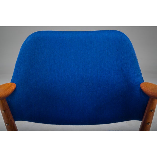 Armchair in Blue and Teak by Alf Svensson for Dux, 1960s For Sale - Image 4 of 17