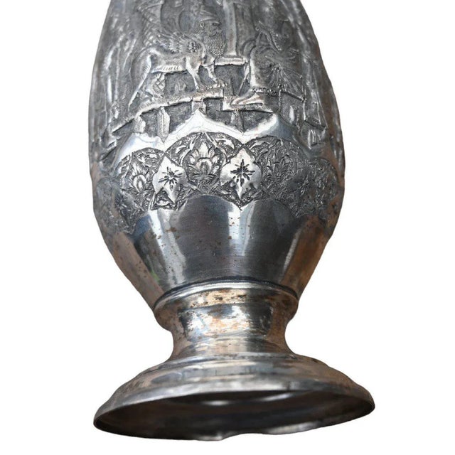 Islamic Qajar Indo-Persian Silver Vase For Sale - Image 9 of 11