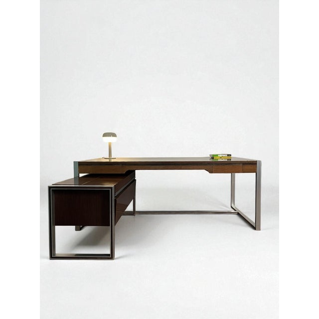 Modern Large Double-Sided Ministers Desk in Varnished Rosewood by Claude Gaillard for Ligne Roset, 1970s, Set of 2 For Sale - Image 3 of 18