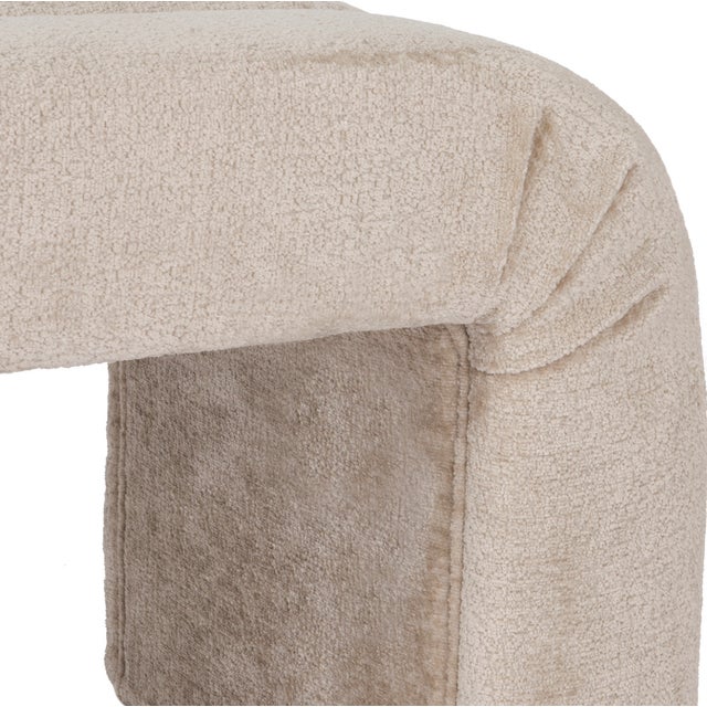 Worlds Away Matthew Izzo Home Mercer Waterfall Edge Textured Taupe Chenille Channeled Bench For Sale - Image 4 of 5