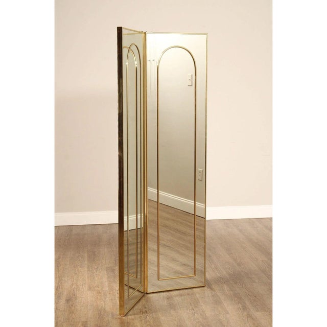 Hollywood Regency 1970s Two Panel Double Sided Mirror Screen / Room Divider For Sale - Image 3 of 12