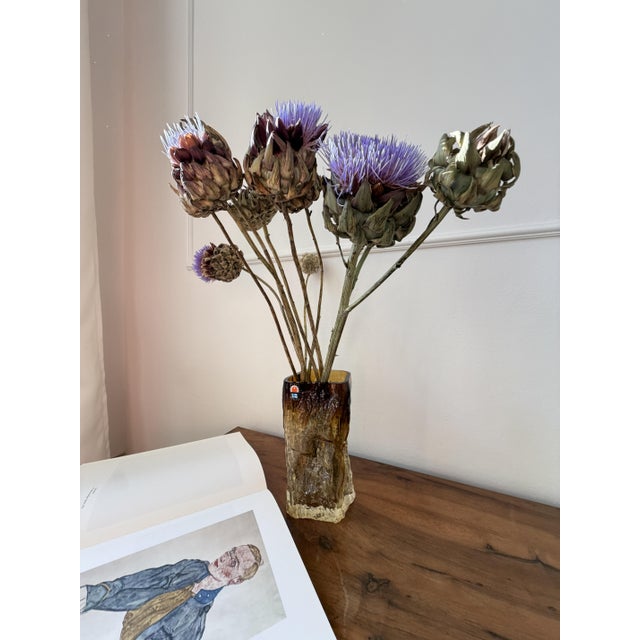 Amber Kallio Brutalist Art Glass Vase by Kaj Blomqvist for Kumela, Finland, 1970s For Sale - Image 10 of 17