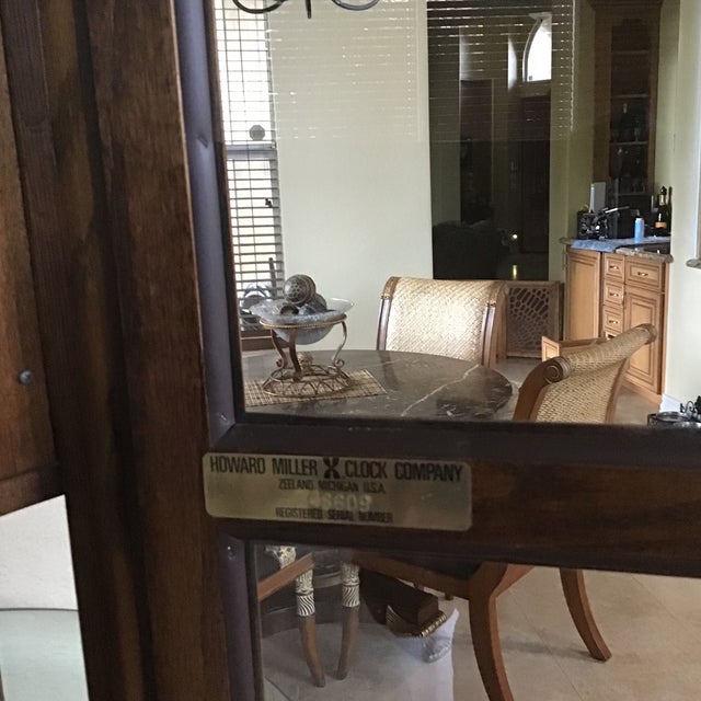 1970s 1976 Mid Century Howard Miller Grandfathers Clock, Serial #148609 For Sale - Image 5 of 12