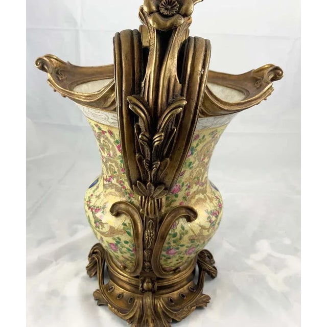 20th Century French Porcelain and Ormolu Twin-Handled Urns, Set of 2 For Sale - Image 11 of 14