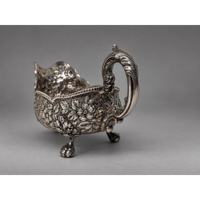 19th Century 19th Century Rococo Bigelow, Kennard & Co. Sterling Silver Floral Repoussé Sauce Boat For Sale - Image 5 of 11
