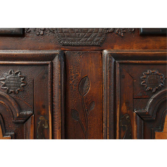 French Provincial Carved Cabinet with Great Patina, 1841 For Sale - Image 9 of 18