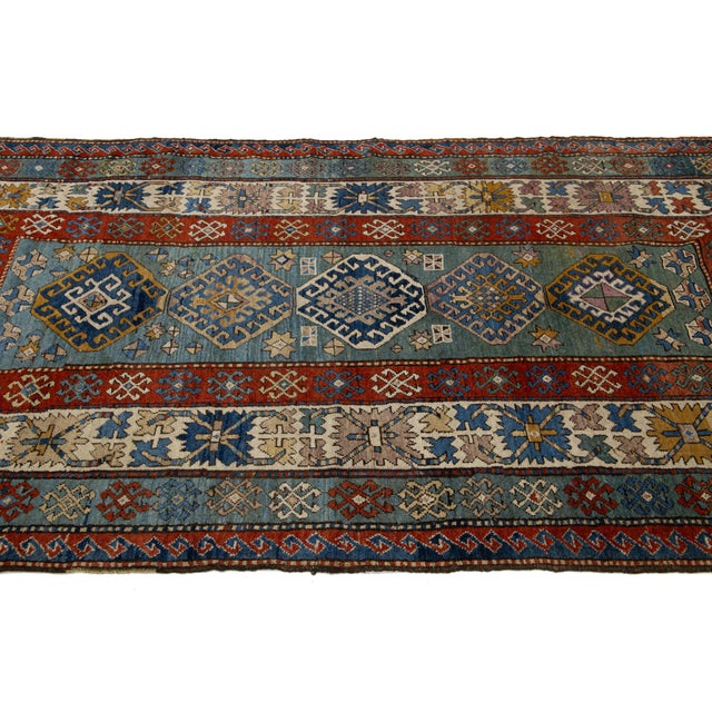 Antique Persian Shirvan Blue Wool Rug With Chic Design For Sale - Image 4 of 7