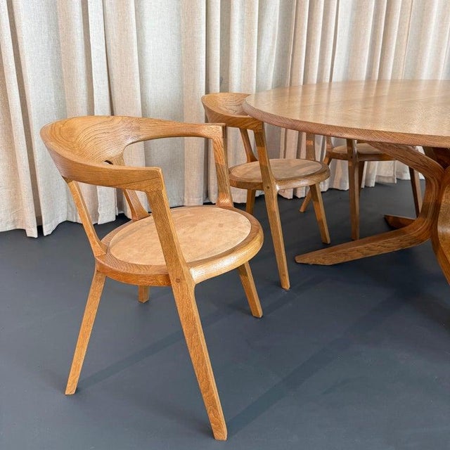 1970s Mid-Century Artisan-Made Oak Bentwood Oval Dining Set For Sale - Image 12 of 16
