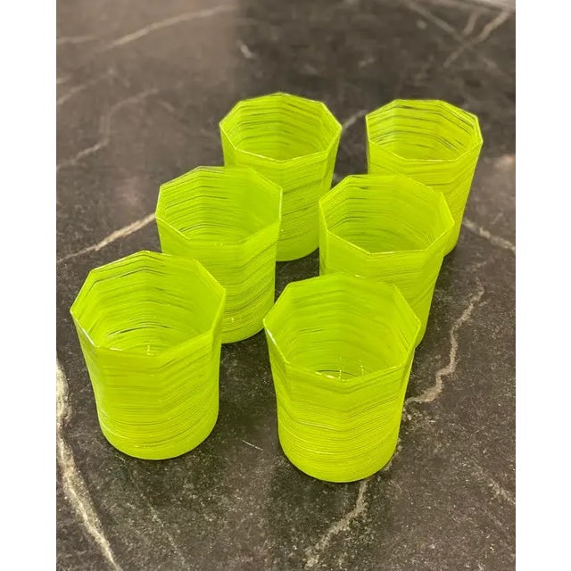 2020s Handmade Citrus Green Double Old Fashioned Glasses - Set of 6 For Sale - Image 5 of 8