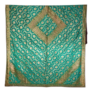 Late 20th Century Brocade Silk Kantha Quilt For Sale