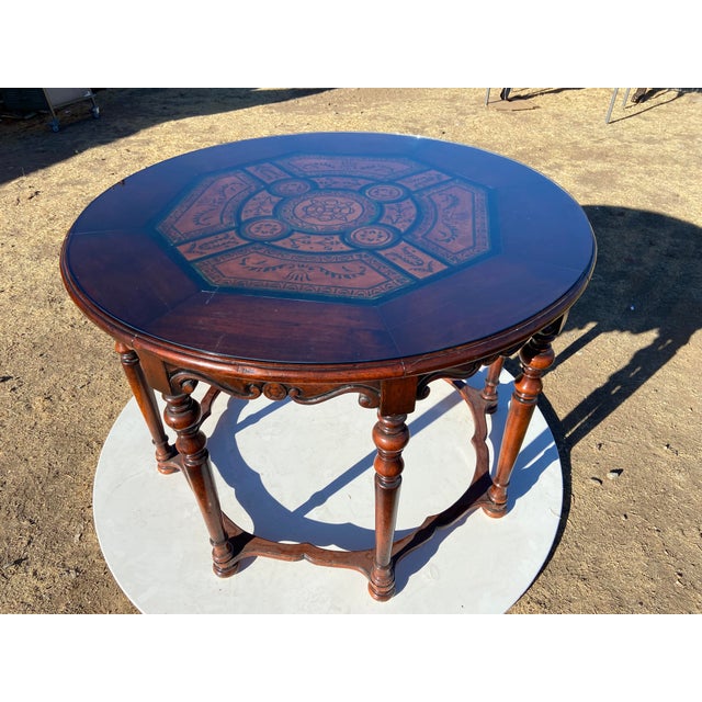 English Vintage English Eight-Legged Inlaid Dining Accent Table For Sale - Image 3 of 18