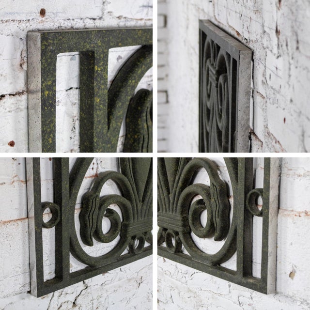 Late 20th Century Gothic Revival Style Architectural Cast Aluminum Decorative Window Panel or Scroll Grate Wall Hanging For Sale - Image 10 of 18