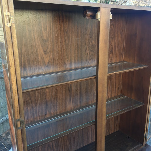 Keller MidCentury Walnut & Glass Colonnade Hutch Chairish