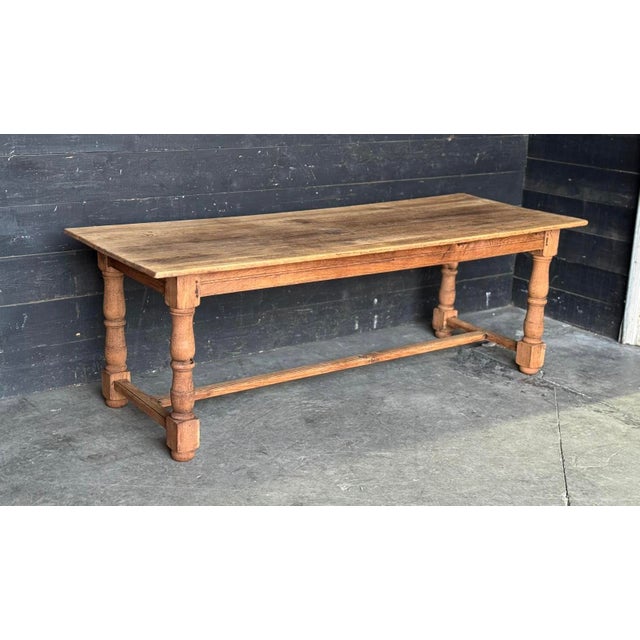 Farmhouse Dining Table in Bleached Oak, 1920 For Sale - Image 3 of 11