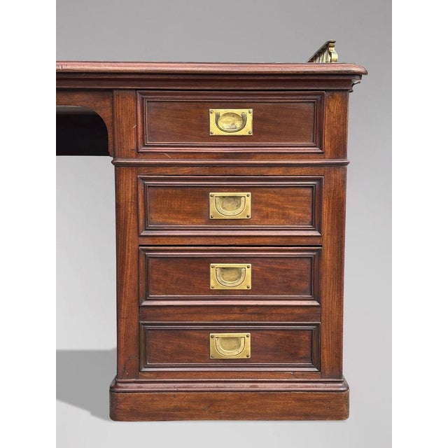 Antique Victorian Mahogany Campaign Desk, 1850 For Sale - Image 4 of 17