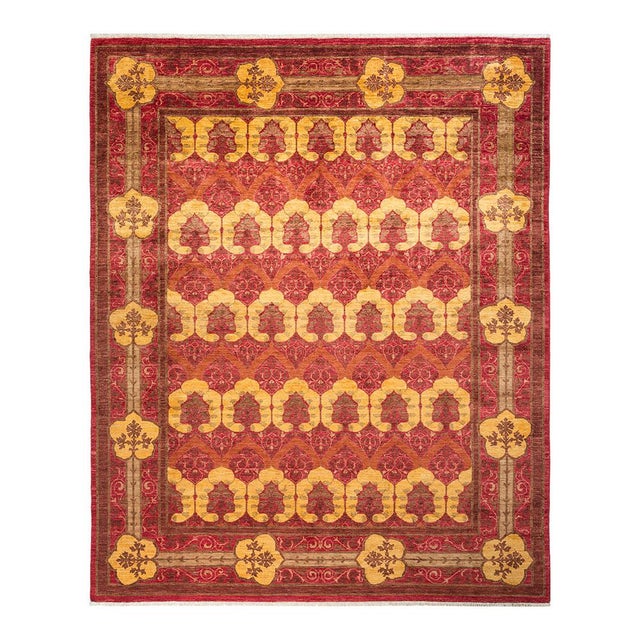 Arts & Crafts Collection Hand-Knotted Area Rug - Red 8' 0" x 9' 8" For Sale - Image 4 of 4