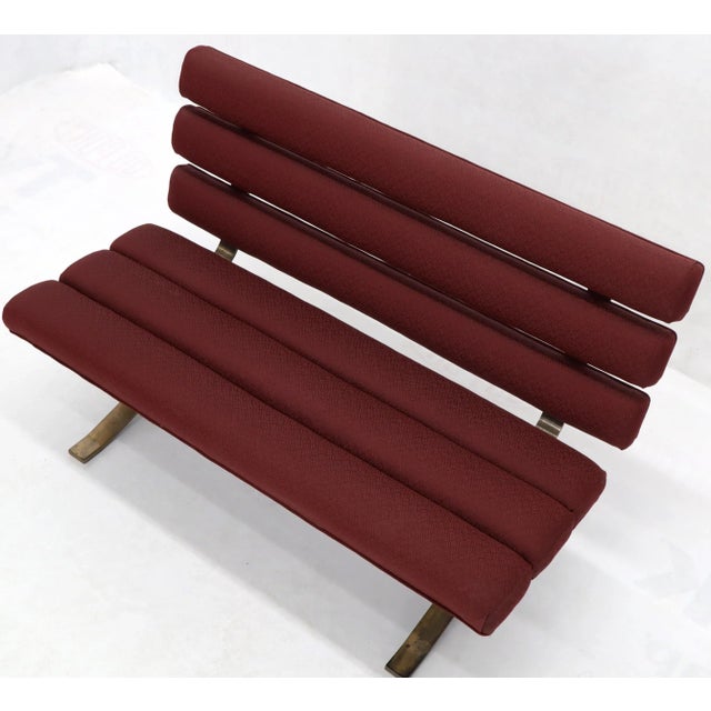 Red Upholstery Bronze Base Bench Settee by Gerald McCabe For Sale - Image 9 of 13