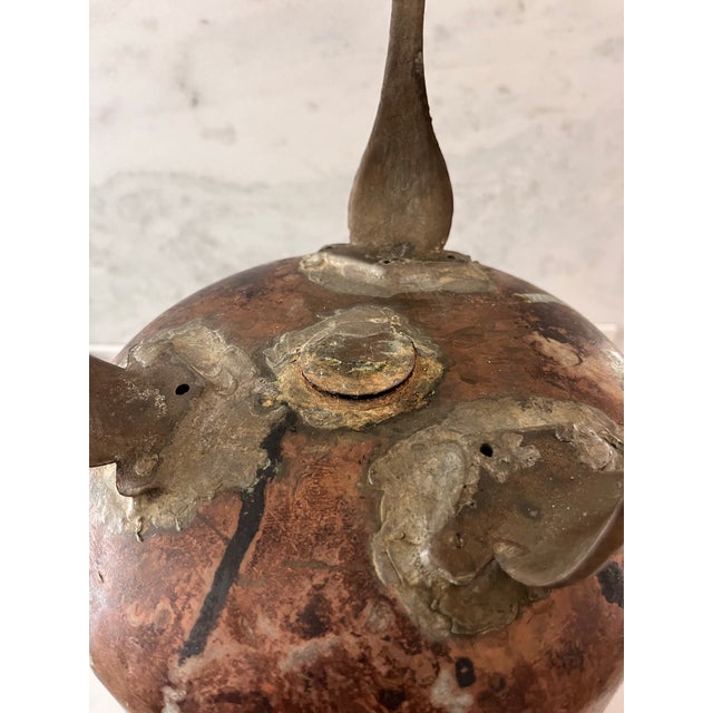 Aqua Antique Copper Brass Planter For Sale - Image 8 of 9