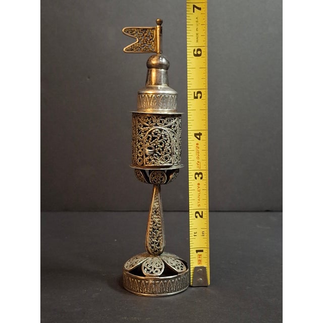 Antique Imperial 84 Silver Besamim Spice Tower Fabergé Kf Judaica 134g For Sale - Image 14 of 16