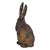 Mid 20th Century Mid-Century Japanese Showa Cast Iron Patinated Seated Rabbit Sculpture For Sale - Image 5 of 11