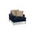 Animal Skin Clarus 3-Seater Sofa, Lounge Chair and Pouf in Blue and Brown Leather from FSM, Set of 4 For Sale - Image 7 of 13