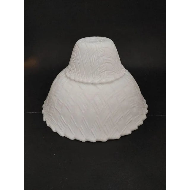 Mid-Century Modern Vintage Indiana Milk Glass White Basketweave Chip & Dip Bowl with Clip & Lid Nos For Sale - Image 3 of 10