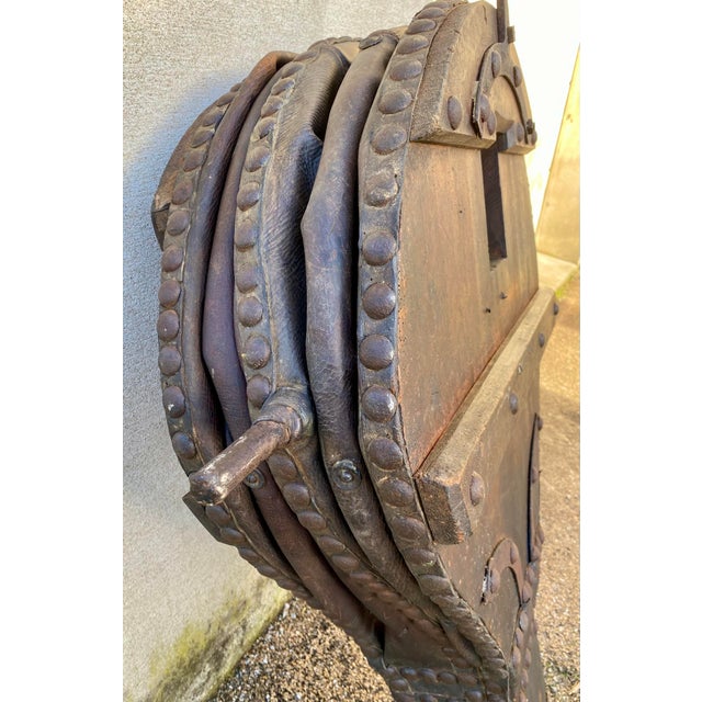 Black Large Antique Blacksmiths Bellows in Genuine Wood and Leather, 1890s For Sale - Image 8 of 15