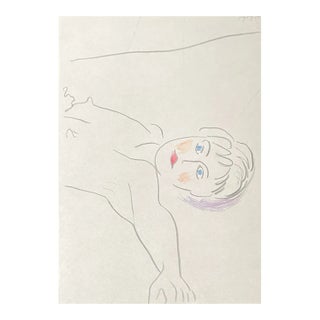 Reclined Female Nude Drawing by James Bone For Sale