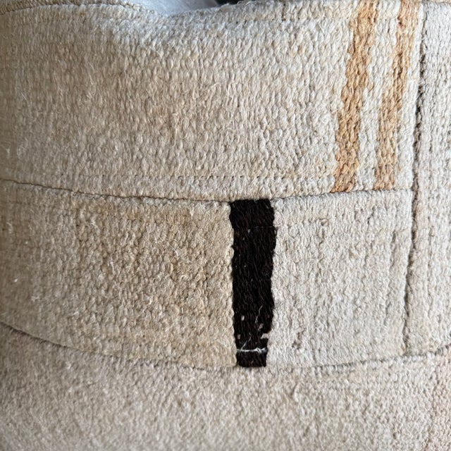 Vintage Turkish Rug Hemp Pillow With Down Insert 21" X 21" For Sale In Los Angeles - Image 6 of 7