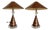 Pair of Vintage Leeazanne Postmodern Faux Burl & Lucite Table Lamps With Original Shades For Sale
