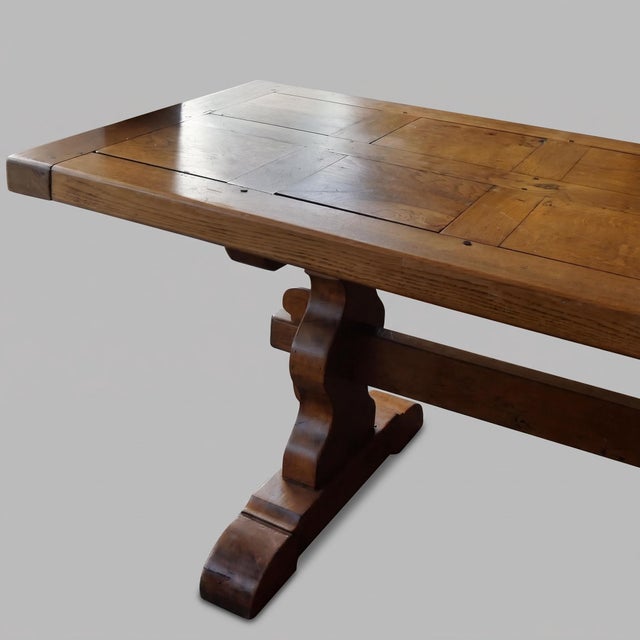 20th Century Collapsible Oak Monastery Table with Panelled Top in Mortise and Tenon Joints, 1930s For Sale - Image 3 of 9