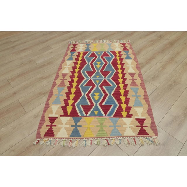 Mid-Century Modern 1970s Scandinavian Red Small Kilim For Sale - Image 3 of 13