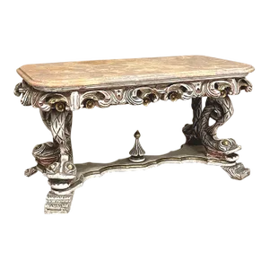 Mid-Century Italian Baroque Painted Coffee Table With Travertine