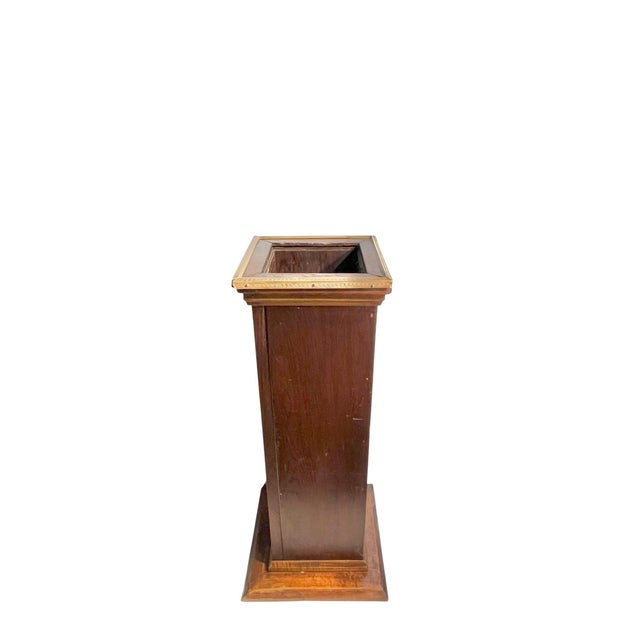 Rustic Antique Empire Style English Wooden Stick & Umbrella Stand With Brass Trim For Sale - Image 3 of 18