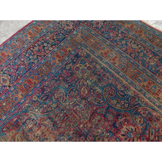 Wine 1920s Antique Persian Mashad Hand Made Rug. 8'8"x 11'4" For Sale - Image 8 of 13