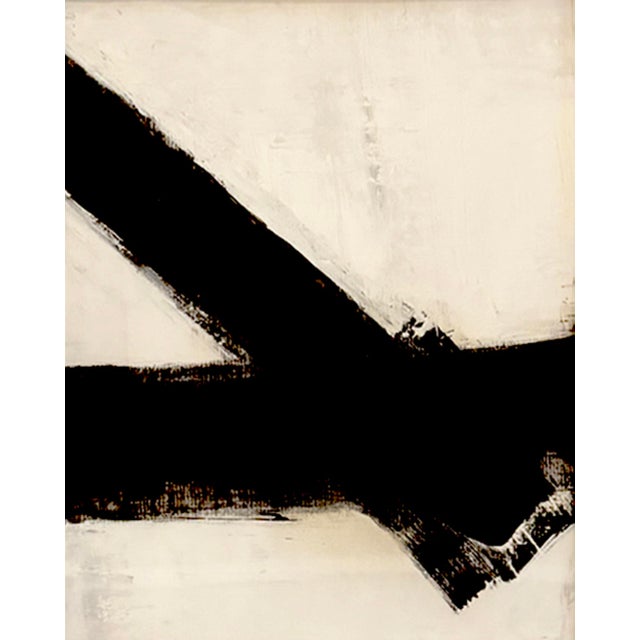 Mid-Century Modern Original Contemporary Abstract Black and White Framed Painting For Sale - Image 3 of 3