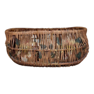 Vintage Painted Willow Market Basket – Rustic Rectangular Woven Basket