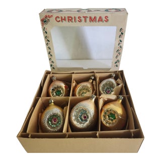 Vintage Set of 6 Starburst/Teardrop Christmas Ornaments For Sale