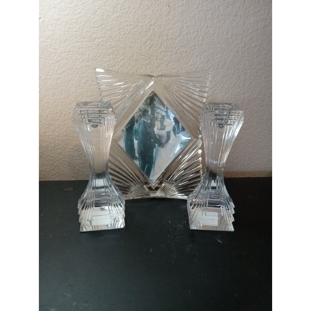 Art Deco 1980s Mikasa Photo Frame and Pair of Candle Holders Set- 3 Pieces For Sale - Image 3 of 7