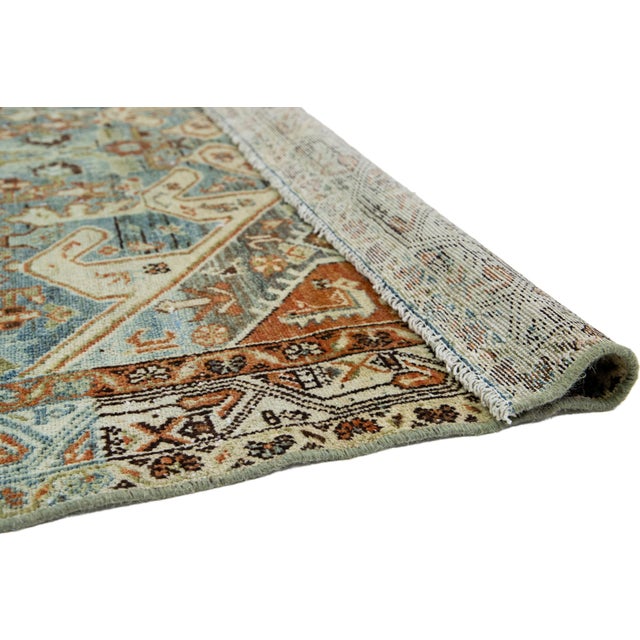 Handmade Blue Antique Wool Runner Persian Hamadan With Allover Pattern For Sale - Image 4 of 10
