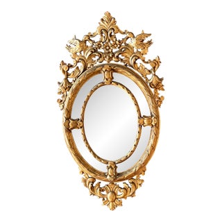 19th French Empire Period Gilt Wood Oval Mirror For Sale